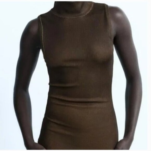 Zara Distressrd-Effect Knit Mock Turtleneck Dress Size Small - Picture 4 of 8